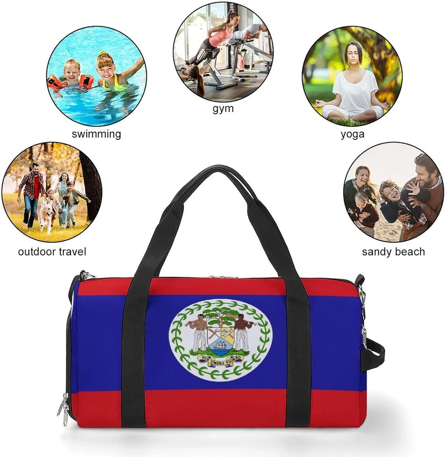 Belize Flag Duffel Bag for Men Women with Shoe Compartment Carry On Tote