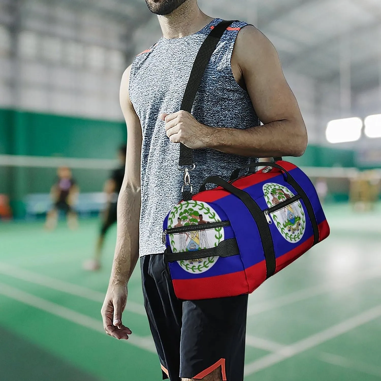 Belize Flag Duffel Bag for Men Women with Shoe Compartment Carry On Tote