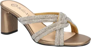 Bella Vita Womens Carmen Faux Suede Embellished Heels Bronze 7.5 Wide (C,D,W)