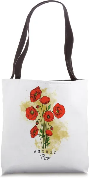 Birth Month Flower Born in August Poppy Flowers Tote Bag