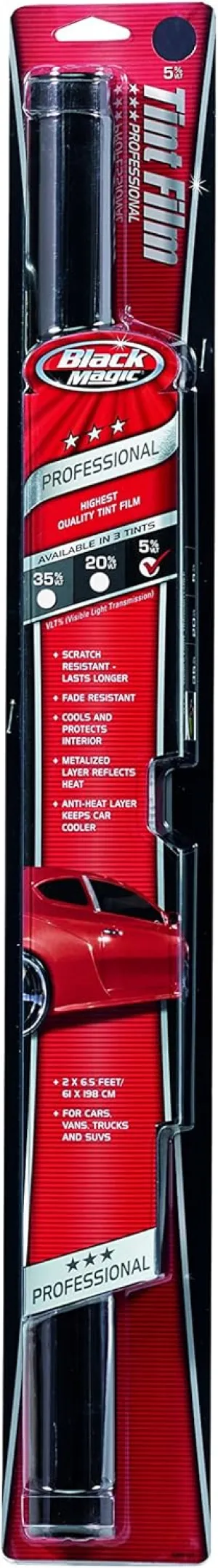Black Magic Professional 5% VLT Tinted Window Film, Scratch-Resistant Tint for Car Windows — Black