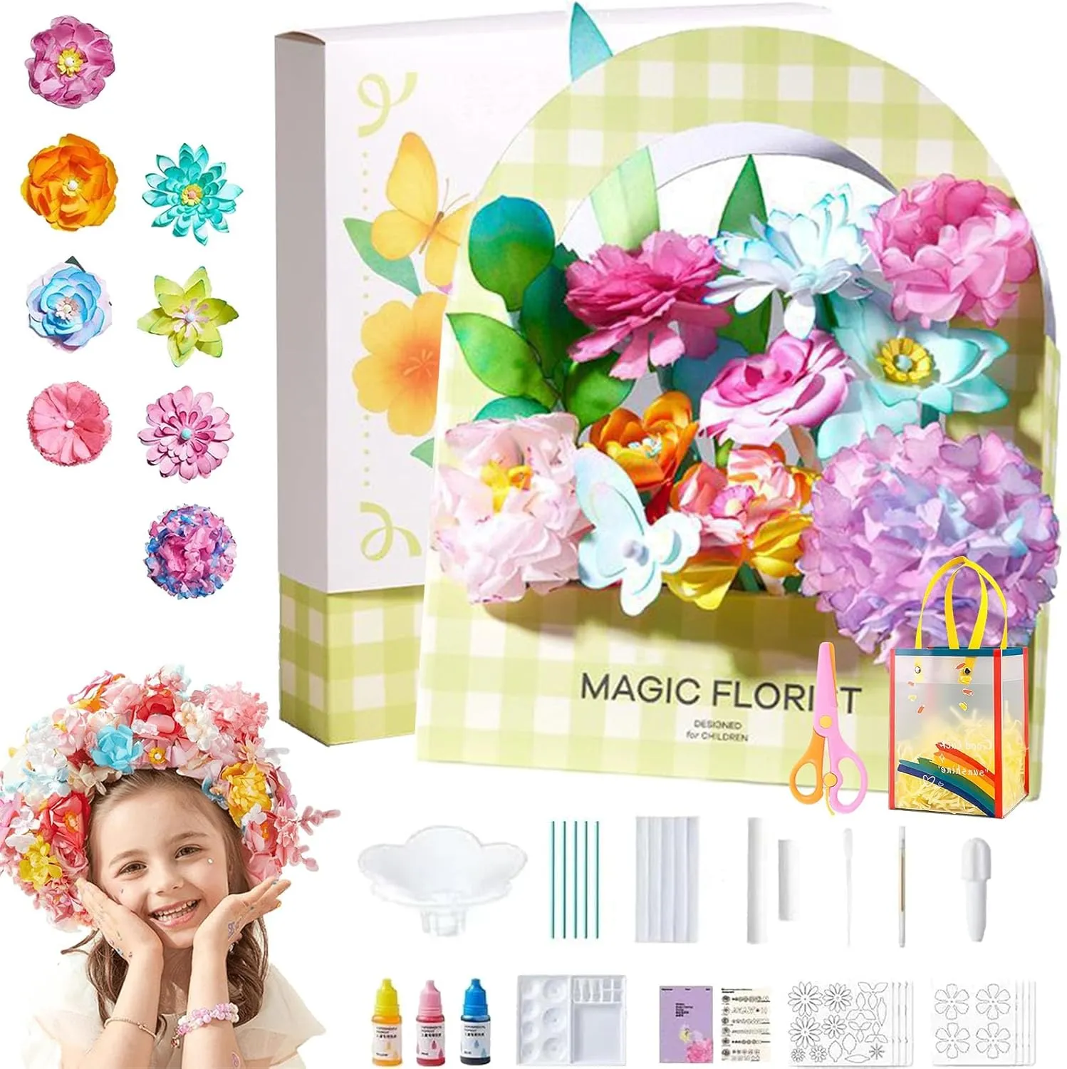 Bloom Joy Magic Petal Flower Kit, BloomJoy Magic Petal Flower Art Kit, Colored Flowers Creative Toys - Fantasy Art-Magical Flowers, More Than A Dozen Kinds of Petals, Free to Match Colors (1-SetB)