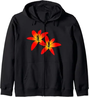 blooming red lilies, lily, bloom, flower, blooms, flowery Zip Hoodie
