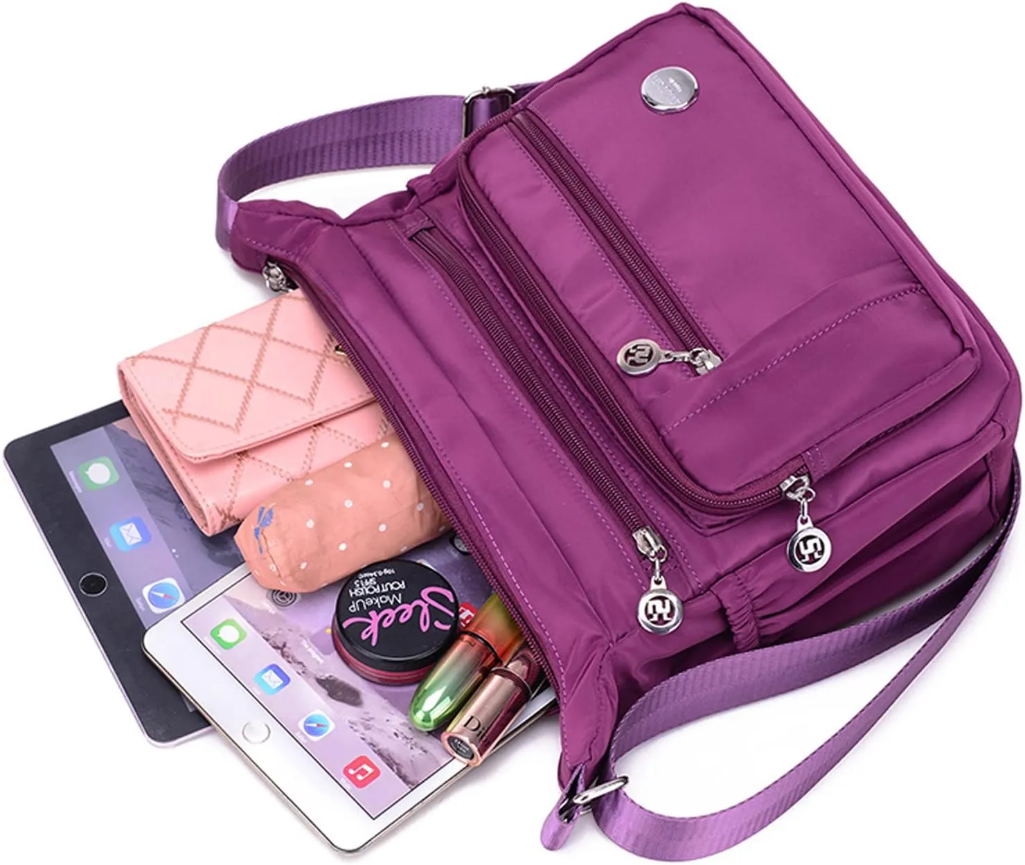 Blostirno Women's Crossbody Bag Nylon Waterproof Shoulder Handbags Purses Travel Bags with Muitipockets