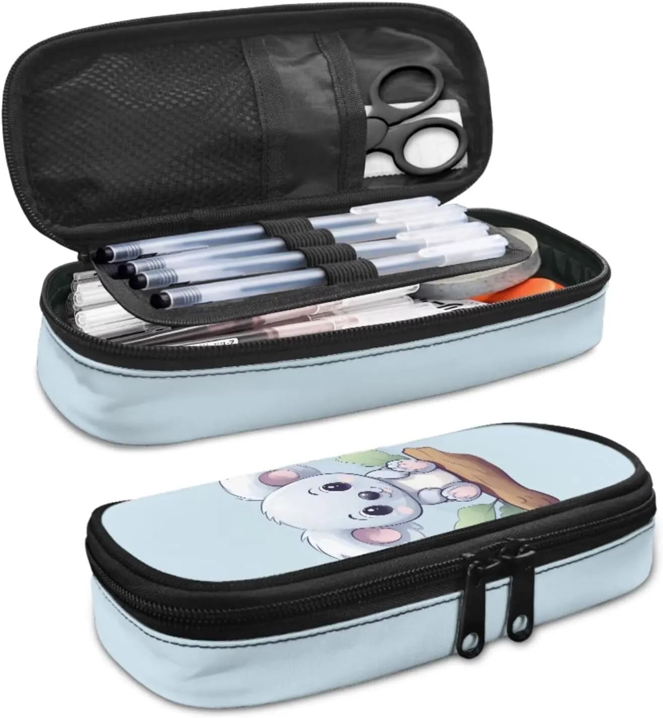 Blue Koala Backpack for School Boys 4th Grade Girls Backpack with Lunch Box with Adjustable Shoulder Strap Cute Reading Bookmark and Pencil Box 4Pcs Sets for Kids/Toddler