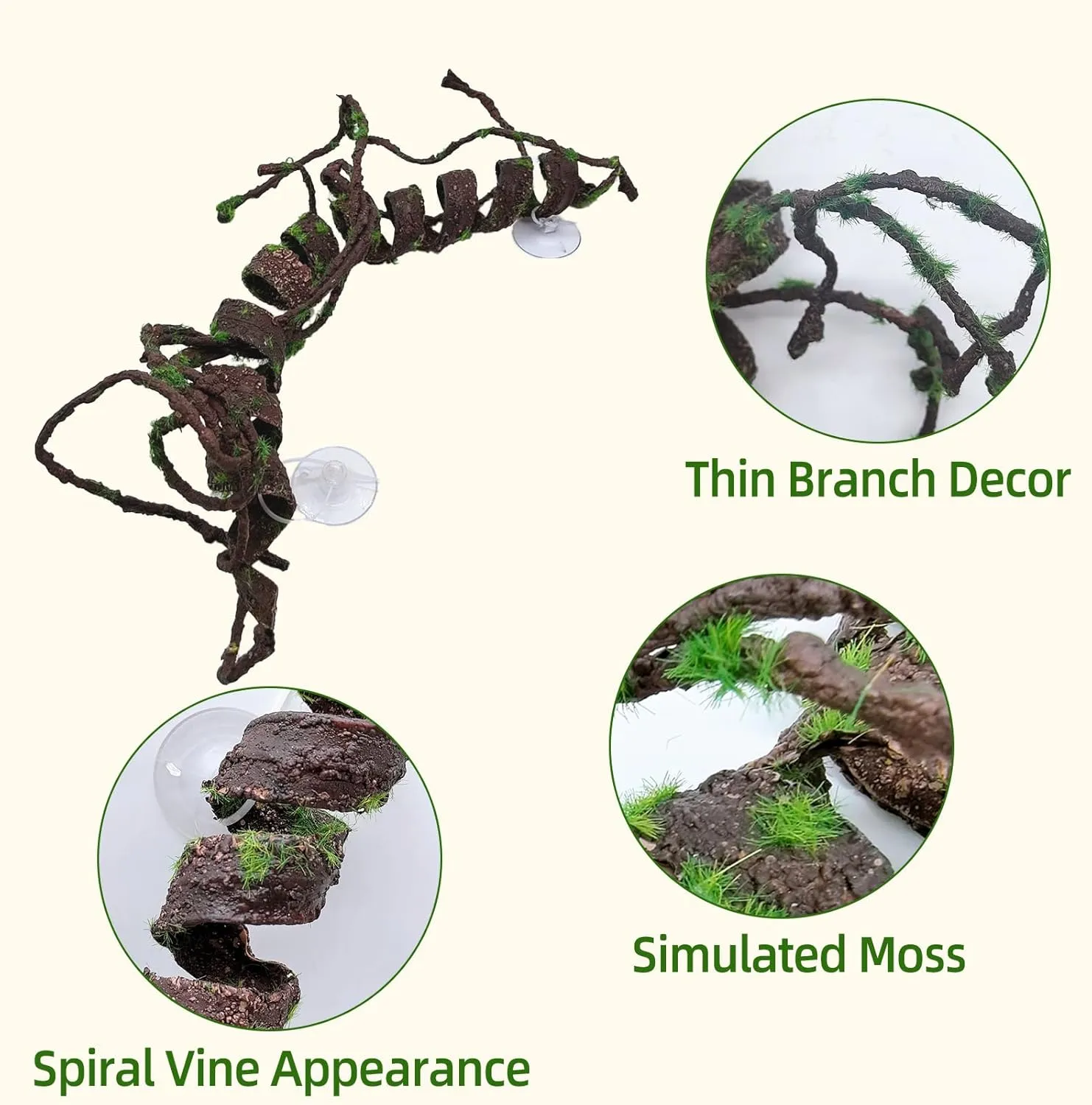 BNOSDM Reptile Bendable Jungle Vine, Snake Climbing Branches with Leaves Decor, Gecko Corner Climbing Branch with Suction Cup,Terrarium Habitat Climb Decoration for Corn Snakes, Frogs, Lizards