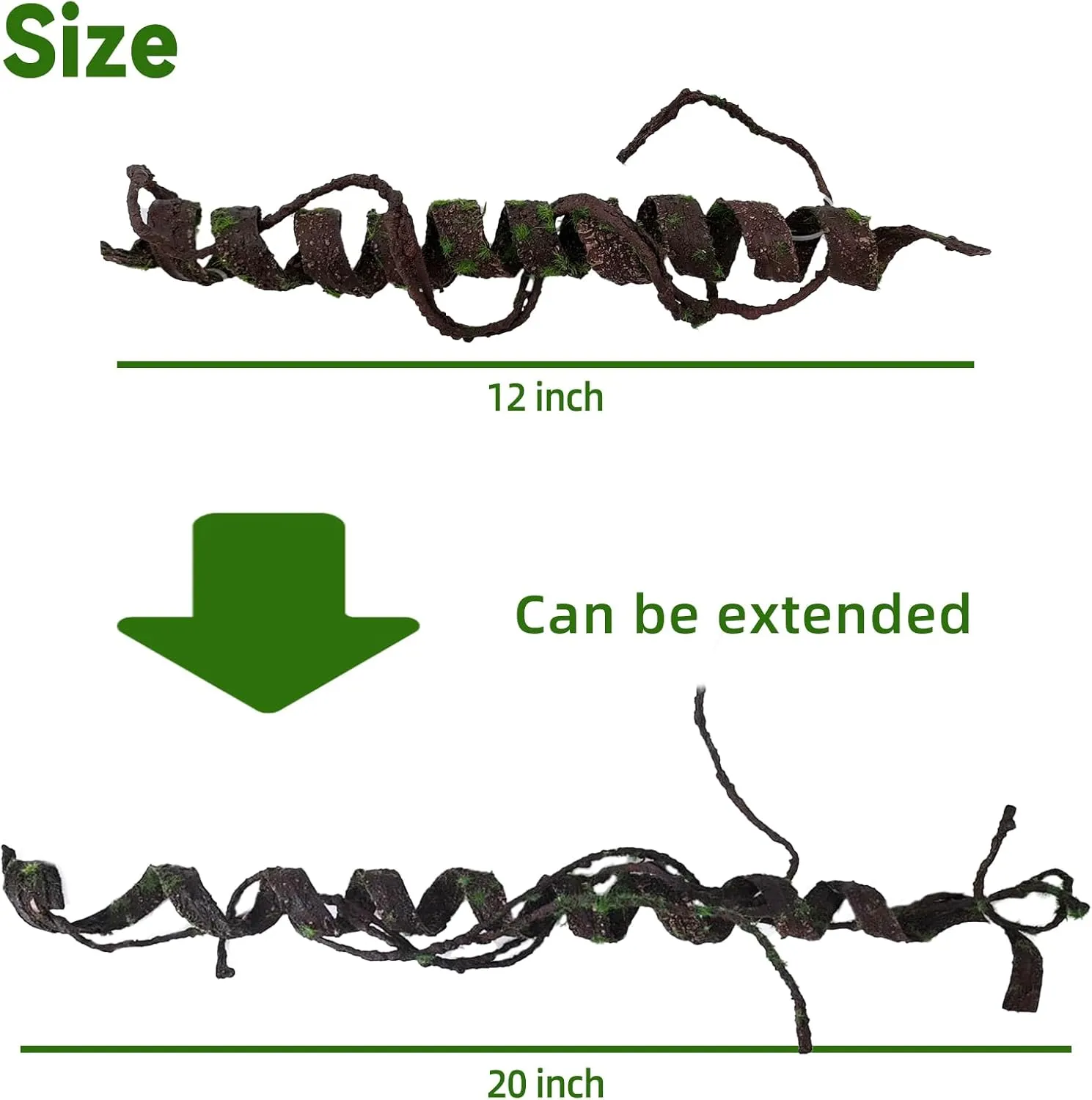 BNOSDM Reptile Bendable Jungle Vine, Snake Climbing Branches with Leaves Decor, Gecko Corner Climbing Branch with Suction Cup,Terrarium Habitat Climb Decoration for Corn Snakes, Frogs, Lizards