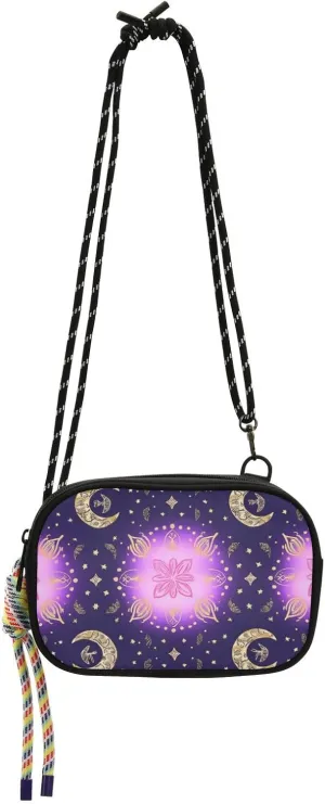 Boho Purple Mystery Moon Crossbody Wallet Purse Mens Practical with Adjustable Strap Shoulder Bag Have a meal carteras elegantes para mujer