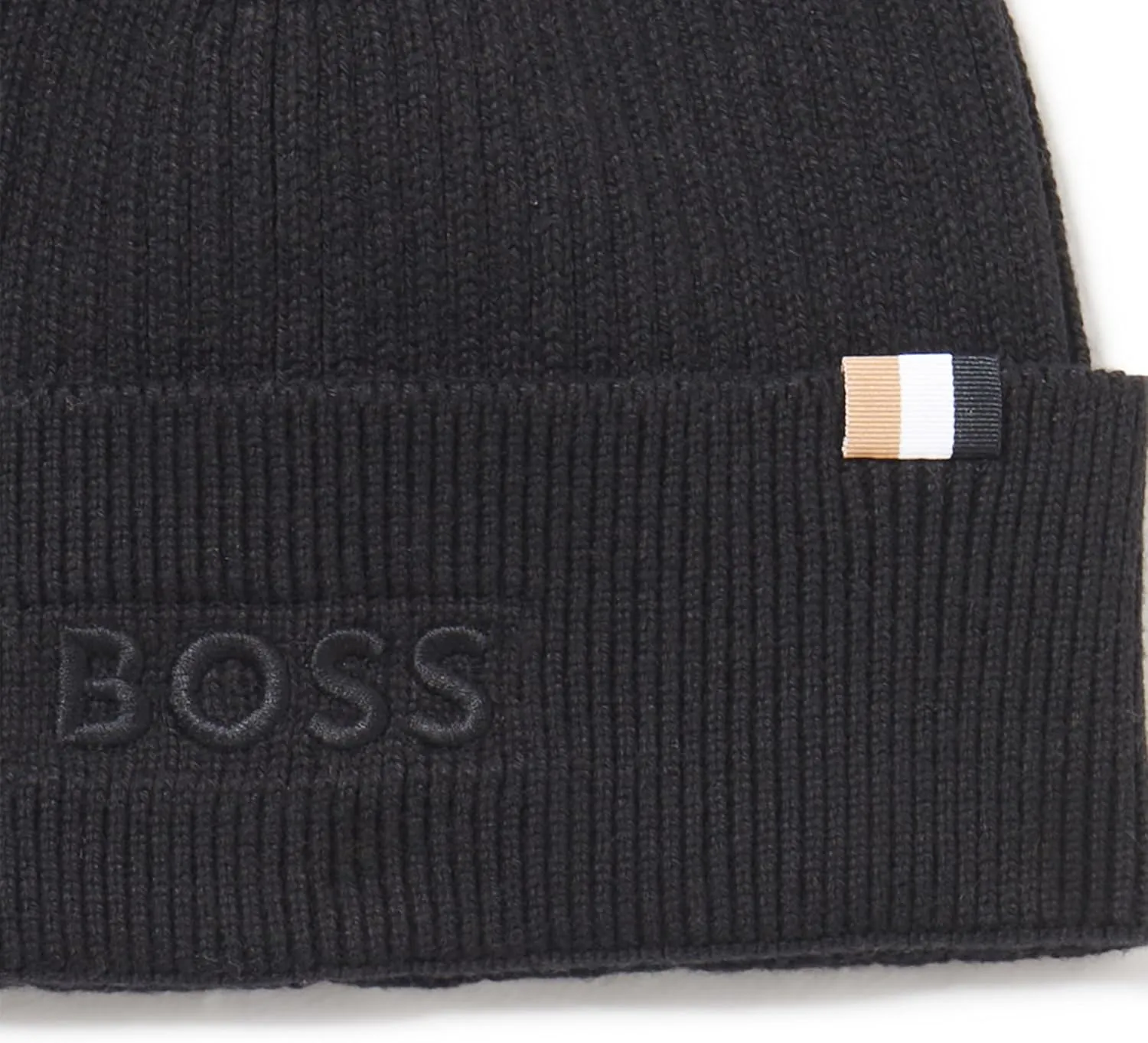 BOSS Men's Magico Ribbed Mixed Material Beanie