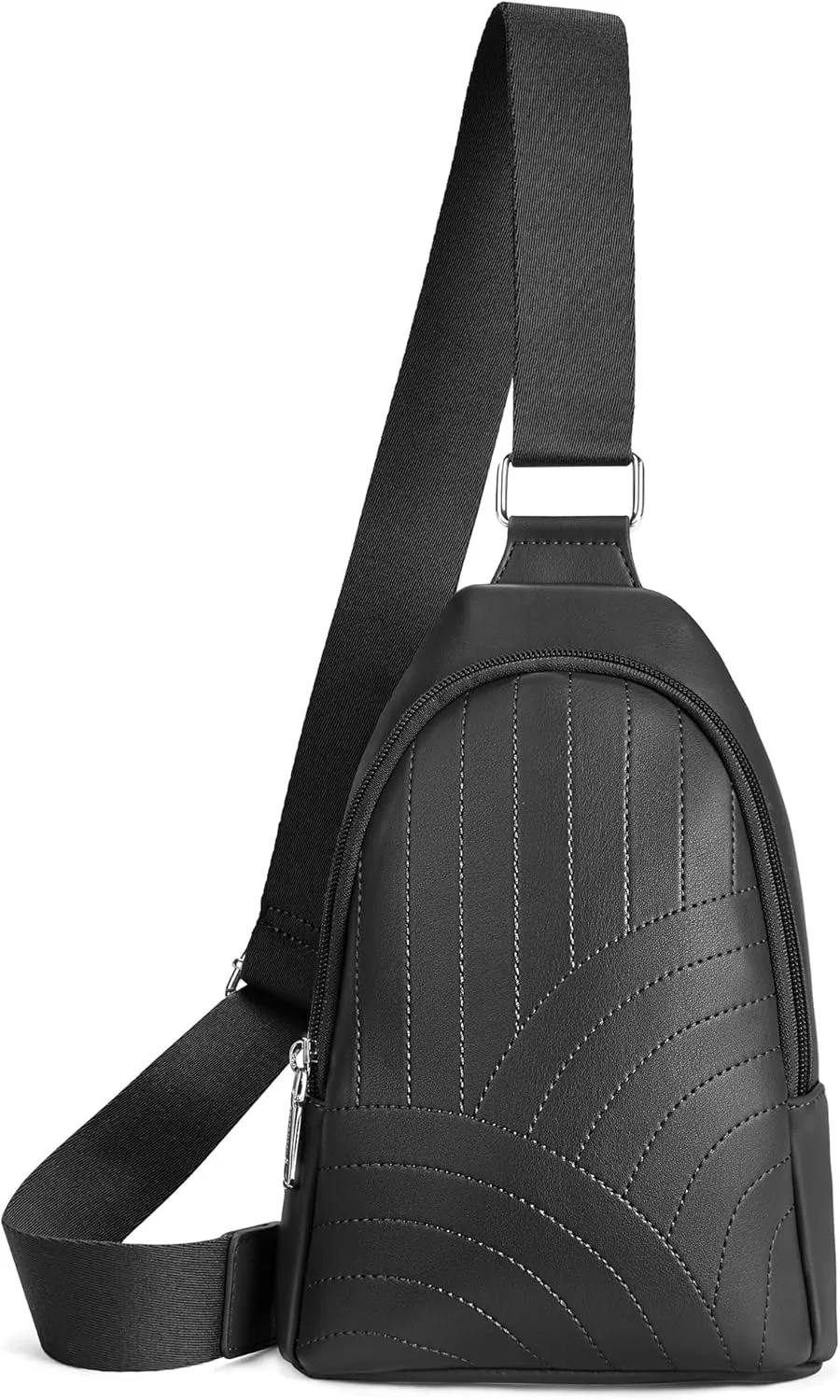 BOSTANTEN Sling Bag Quilted Crossbody Bags for Women Cross Body Purse Leather Fanny Pack with Adjustable Guitar Strap