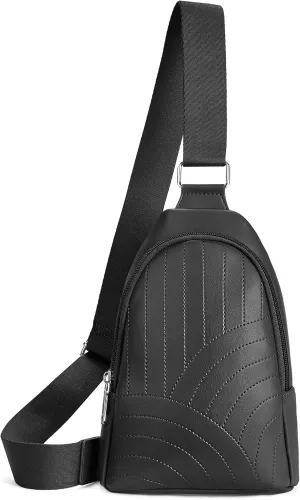BOSTANTEN Sling Bag Quilted Crossbody Bags for Women Cross Body Purse Leather Fanny Pack with Adjustable Guitar Strap