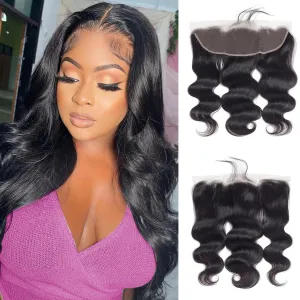 Brazilian 13x4 Human Hair Lace Frontal 20 Inch Body Wave 13x4 Human Hair Frontal 100% Human Hair Lace Frontal With Baby Hair (20 Inch, Black)