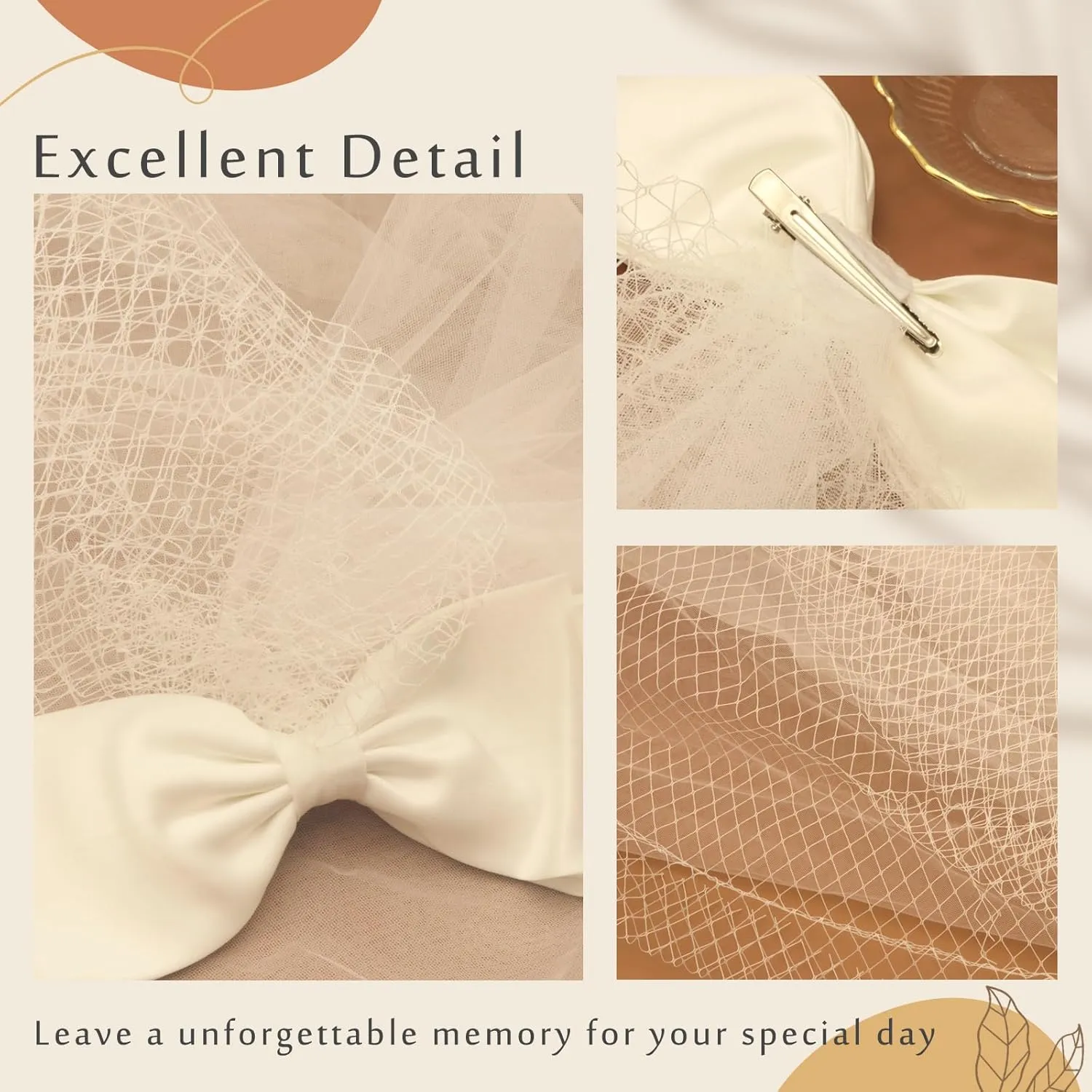 Bridal Veil Bachelorette Party Veil White Bow Wedding Veil Elegant Tulle Layer Hair Clip for Women and Girls