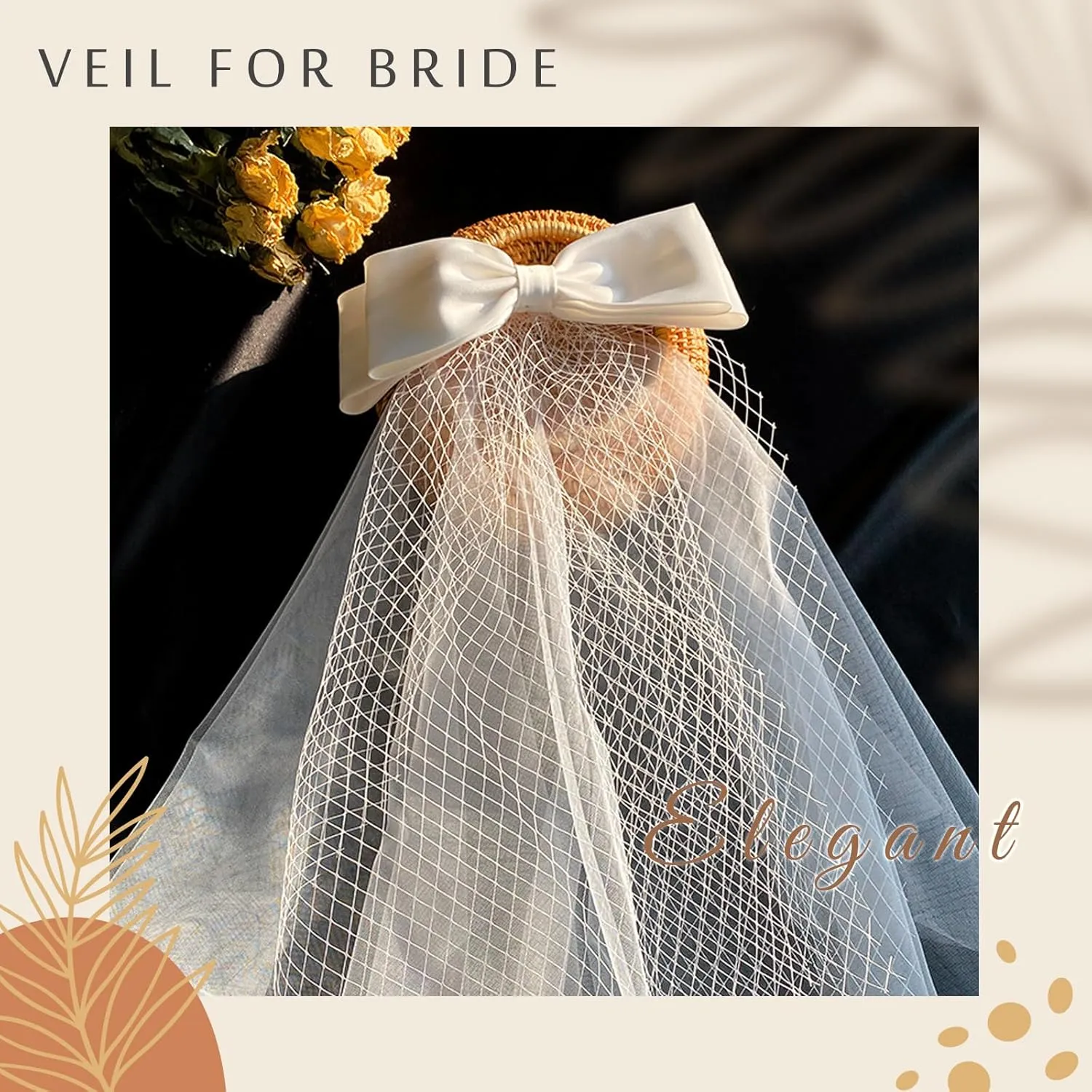 Bridal Veil Bachelorette Party Veil White Bow Wedding Veil Elegant Tulle Layer Hair Clip for Women and Girls