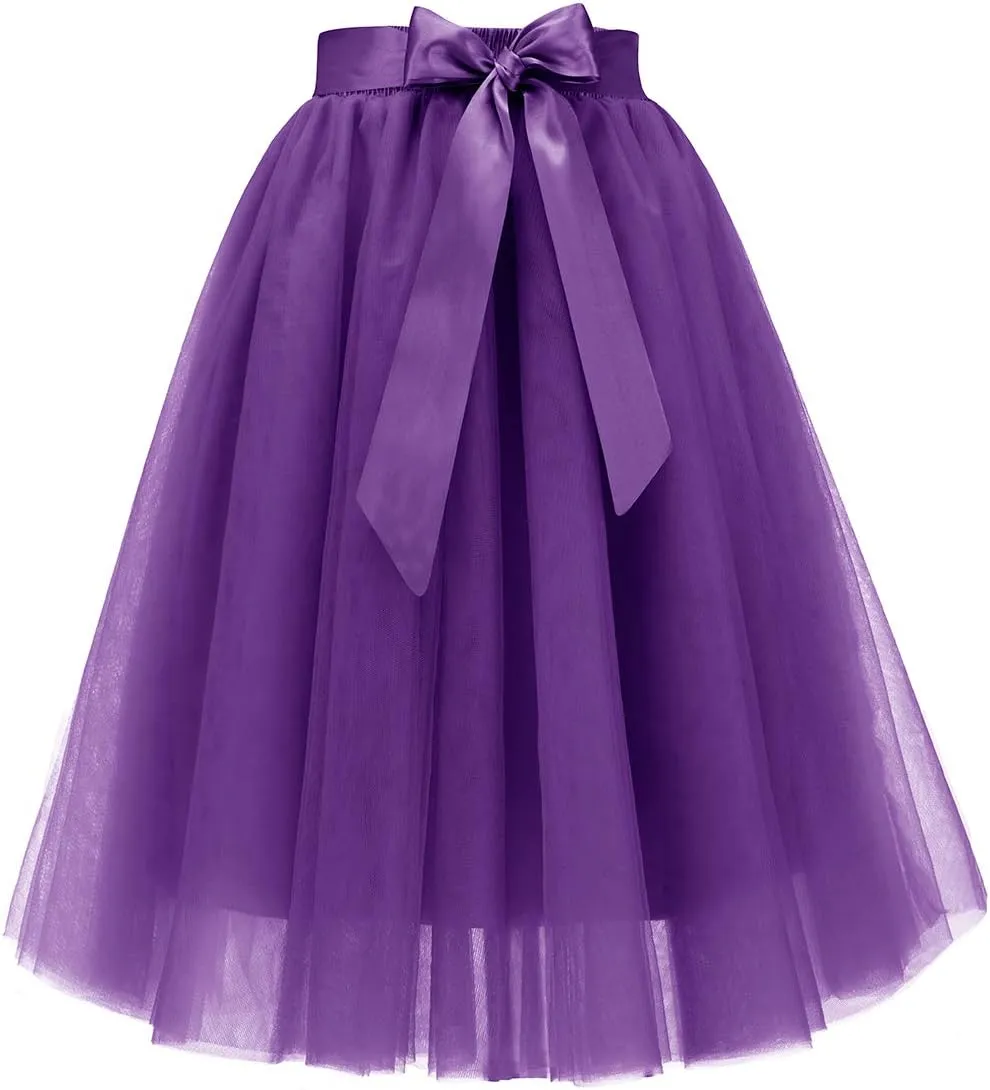 Bridesmay Women's Tulle Skirt Knee Length 6-Layered Wedding Party Homecoming Prom Dress