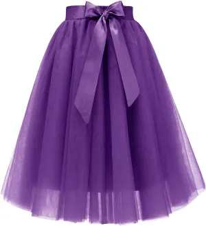 Bridesmay Women's Tulle Skirt Knee Length 6-Layered Wedding Party Homecoming Prom Dress