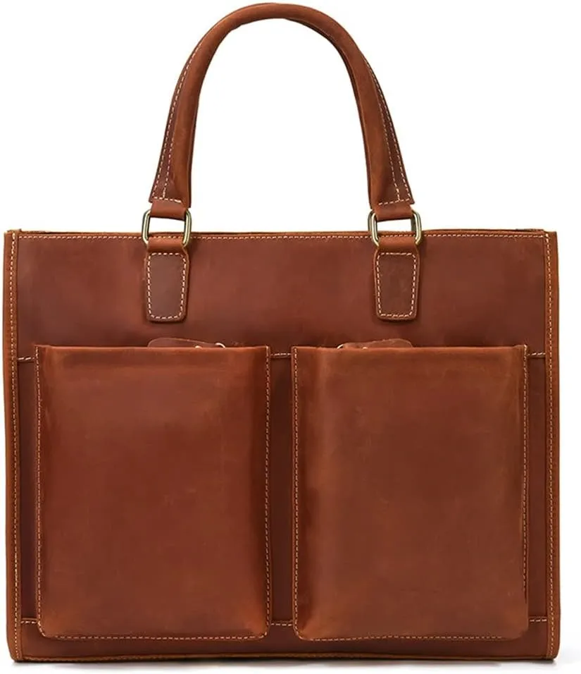 Briefcase Handbag Cowhide Shoulder Crossbody Bag Computer Bag Men Leather