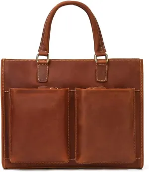 Briefcase Handbag Cowhide Shoulder Crossbody Bag Computer Bag Men Leather