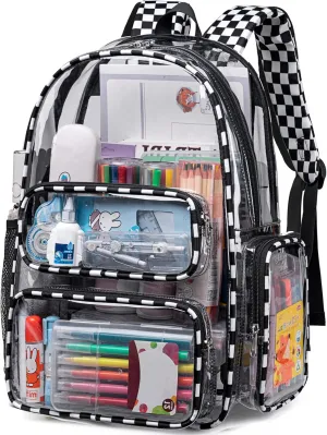 BTOOP Clear Backpack Heavy Duty Transparent Bag 17" See Through BookBag for Women Men Adults Work Festival Sports Travel
