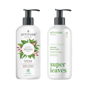 Bundle of ATTITUDE Liquid Hand Soap, EWG Verified, Plant and Mineral-Based, Vegan Personal Care Products, Red Vine Leaves, 16 Fl Oz   Olive Leaves, 16 Fl Oz