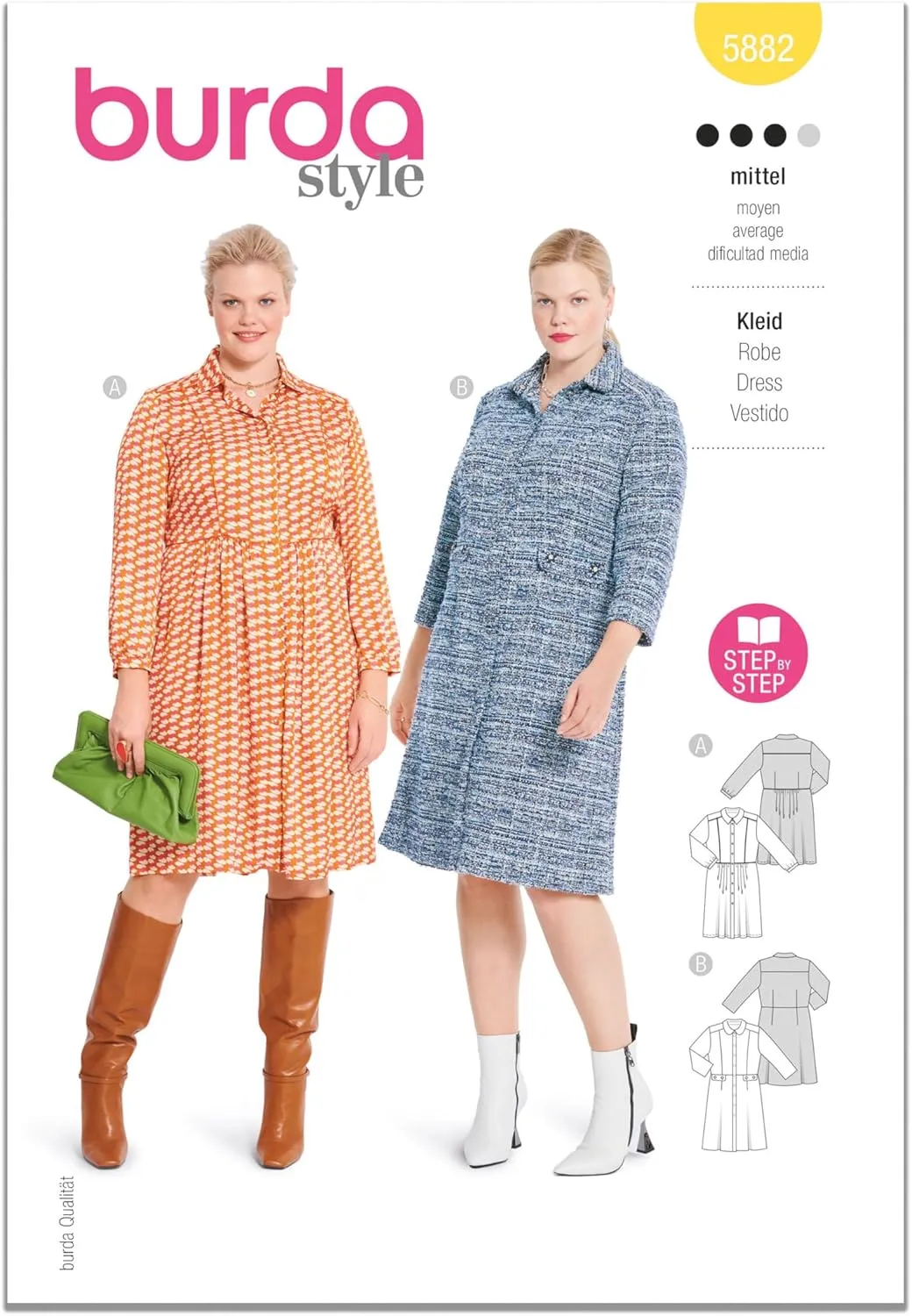 BURDA X05882BURDA Misses' Shirt Dress Sewing Pattern Packet, Design Code B5882, Sizes 18-28 (44-54)