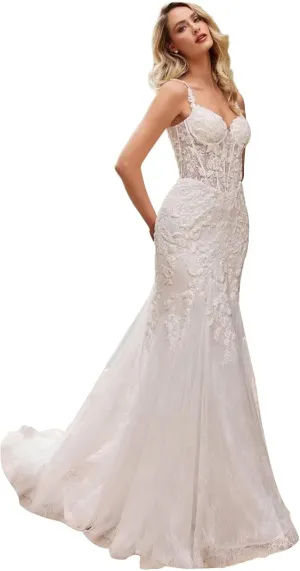 Cadoly Mermaid Wedding Dresses for Bride 2025 Fall V-Neck Modest Tulle Lace Appliques Elegant Boho Beach Bridal Gown