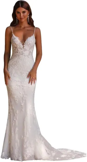 Cadoly Mermaid Wedding Dresses for Bride 2025 Fall V-Neck Modest Tulle Lace Appliques Elegant Boho Beach Bridal Gown