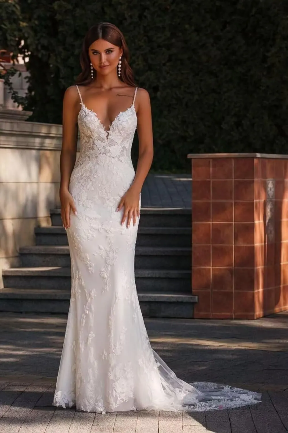 Cadoly Mermaid Wedding Dresses for Bride 2025 Fall V-Neck Modest Tulle Lace Appliques Elegant Boho Beach Bridal Gown