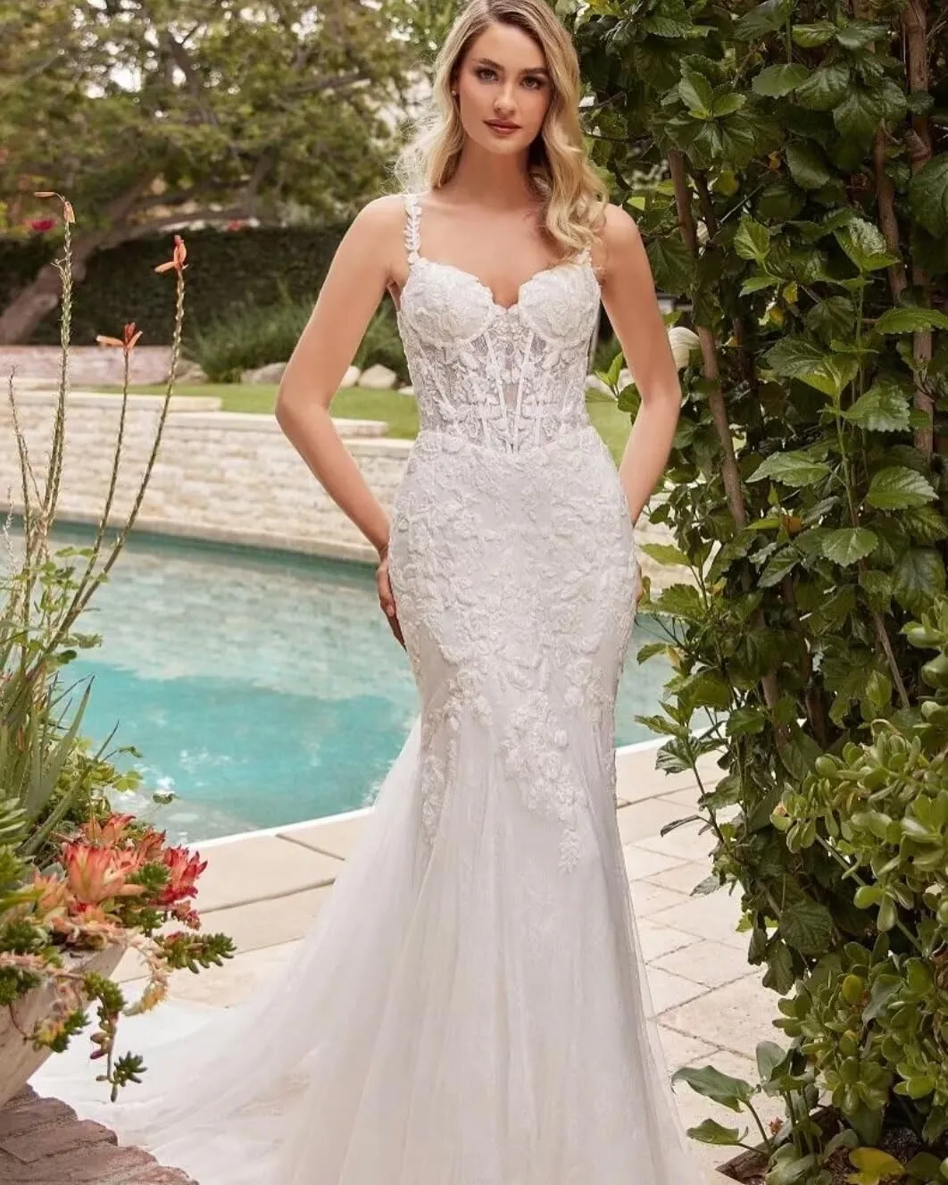 Cadoly Mermaid Wedding Dresses for Bride 2025 Fall V-Neck Modest Tulle Lace Appliques Elegant Boho Beach Bridal Gown