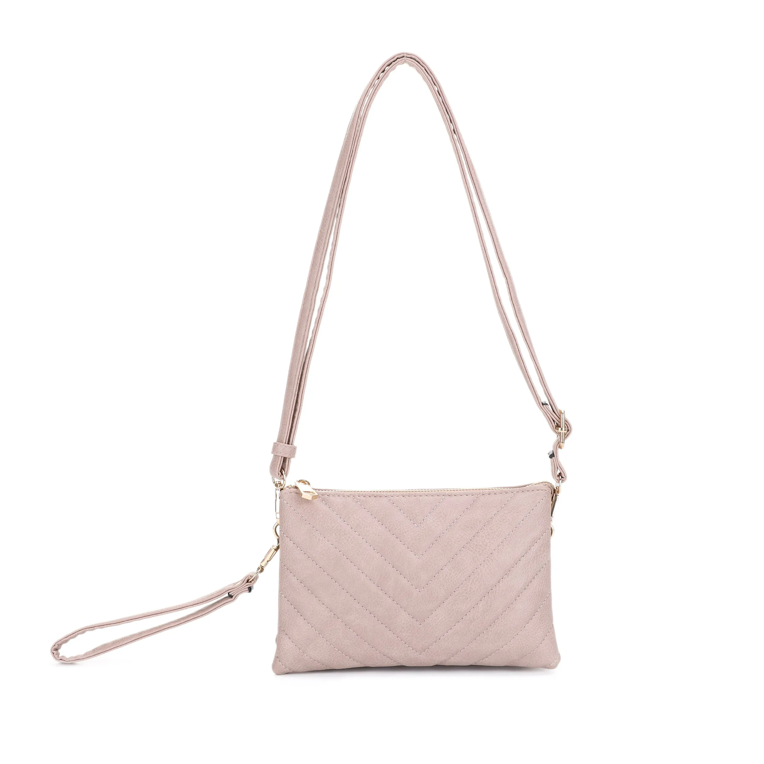Callie Chevron Quilted Multi Compartment Crossbody