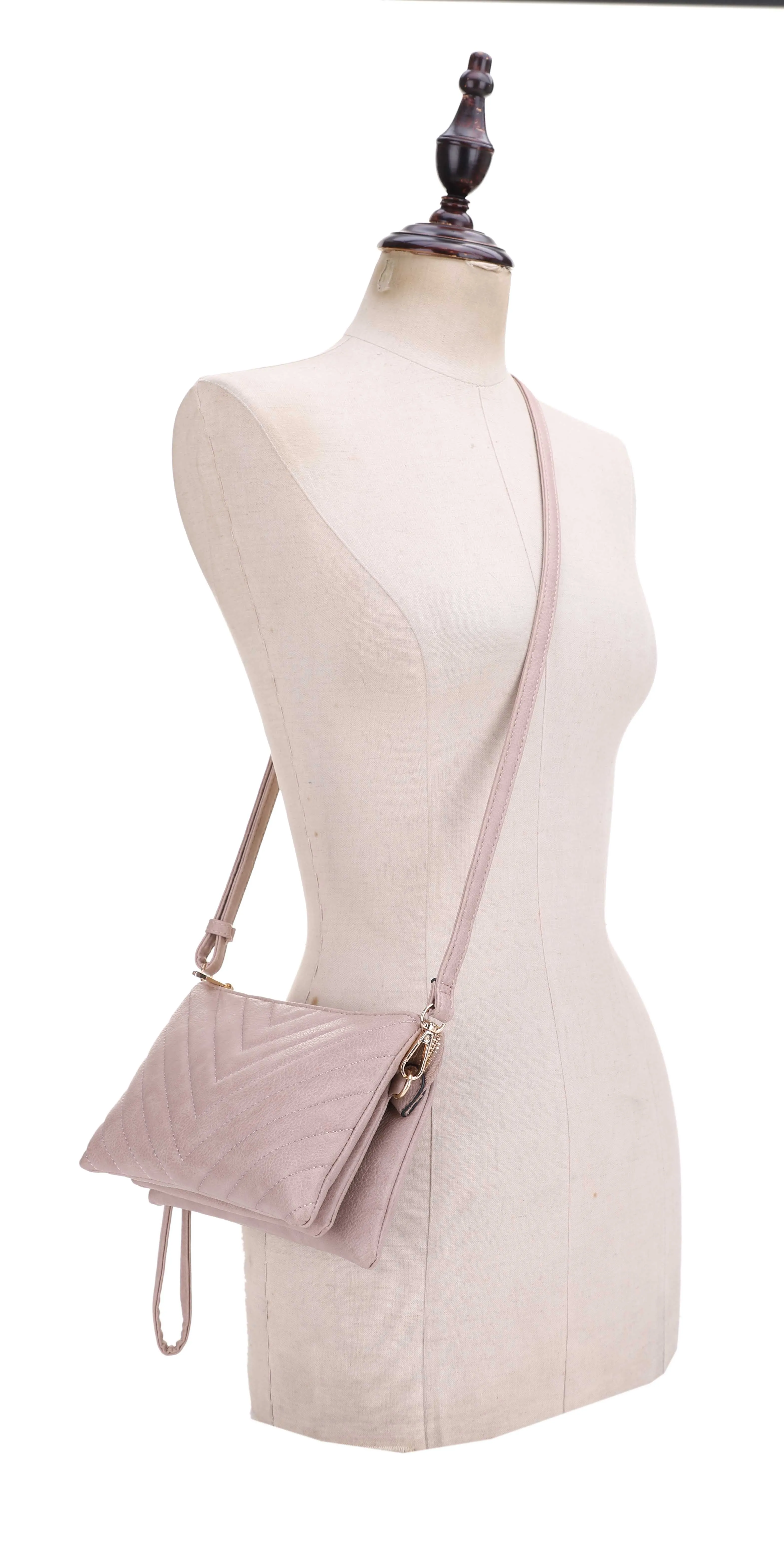 Callie Chevron Quilted Multi Compartment Crossbody