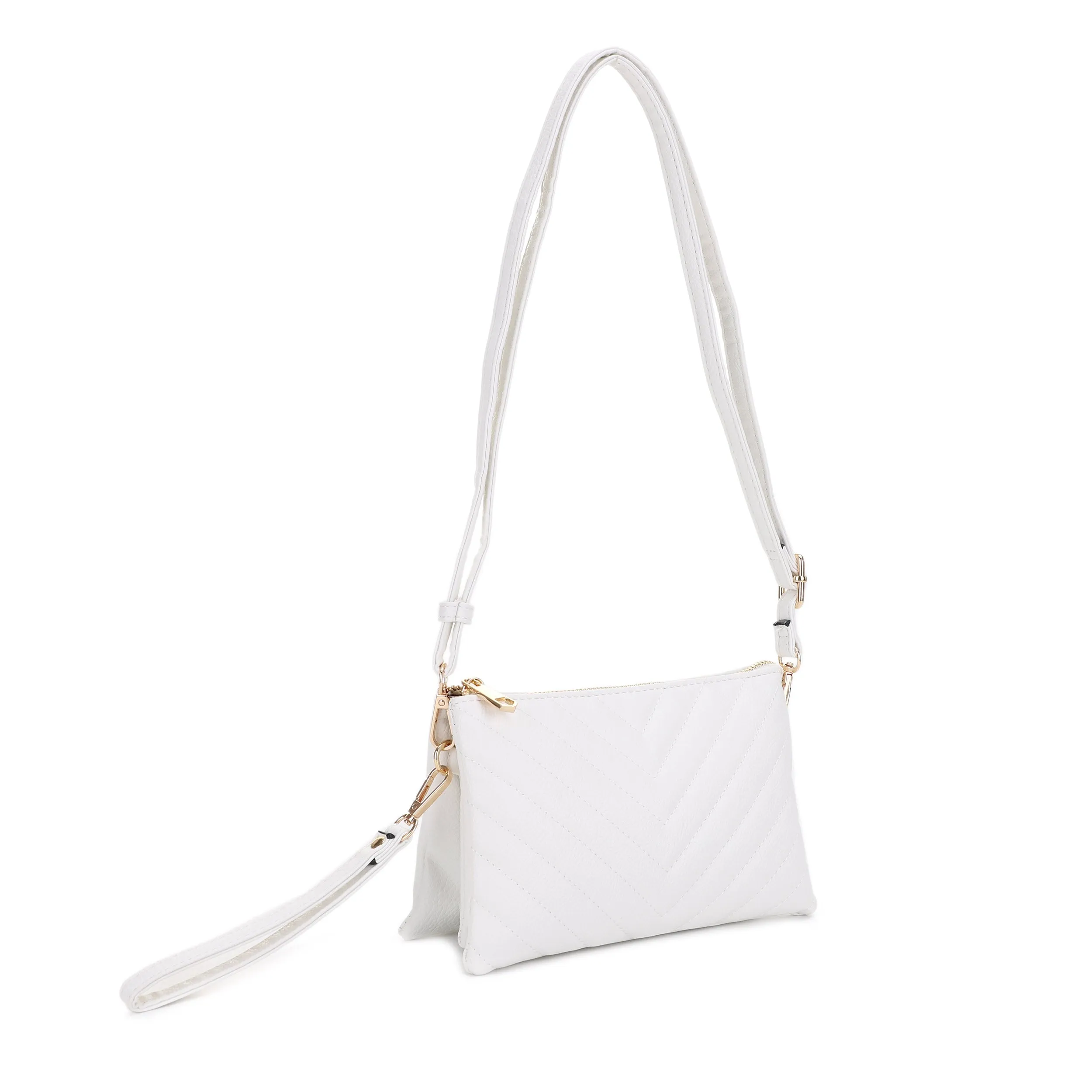 Callie Chevron Quilted Multi Compartment Crossbody
