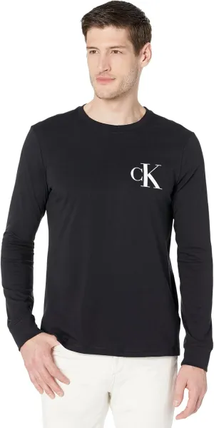 Calvin Klein Long Sleeve Monogram Crew Neck Tee Black Beauty LG