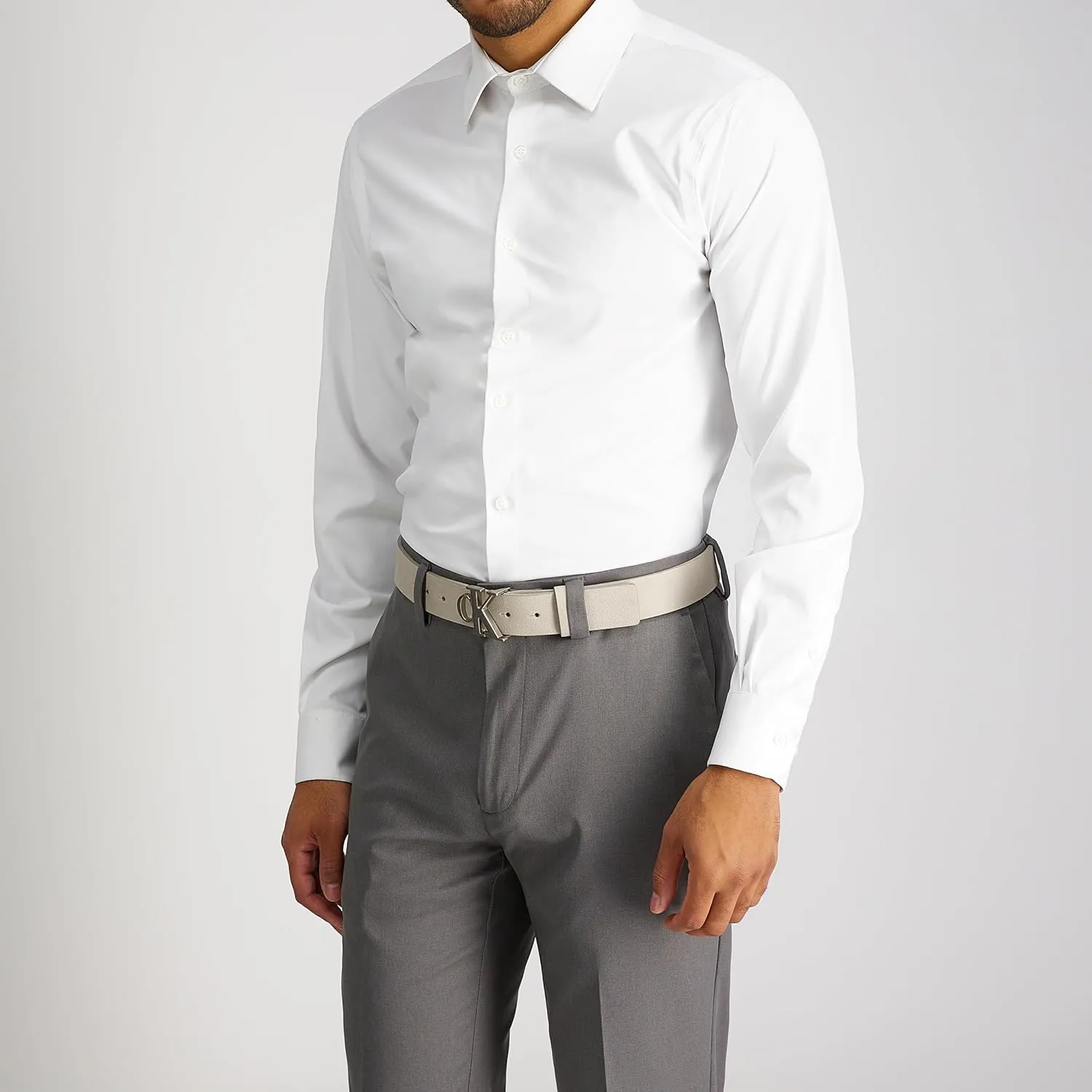 Calvin Klein Men's Casual CK Monogram Cut Out Buckle Belt