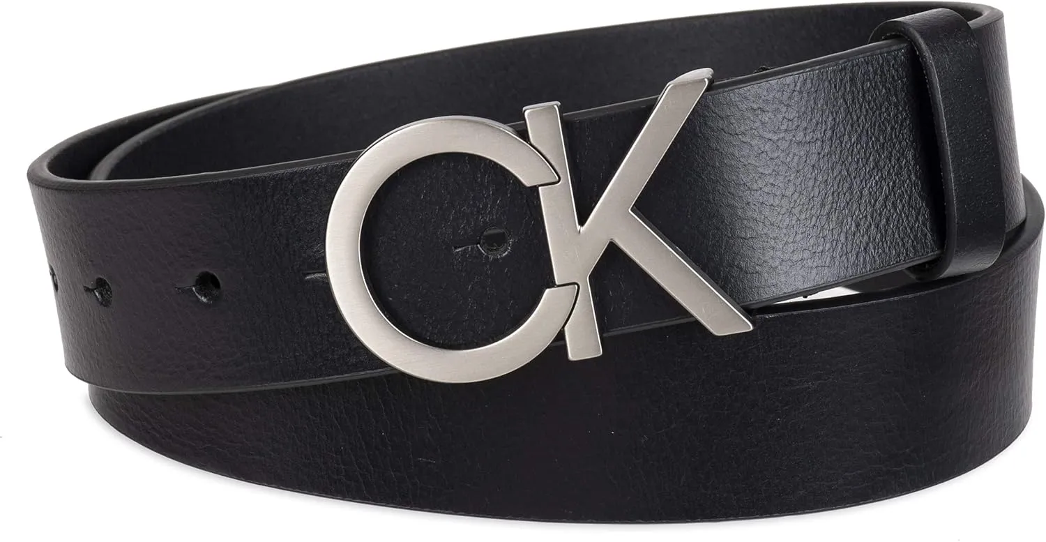 Calvin Klein Men's Casual CK Monogram Cut Out Buckle Belt