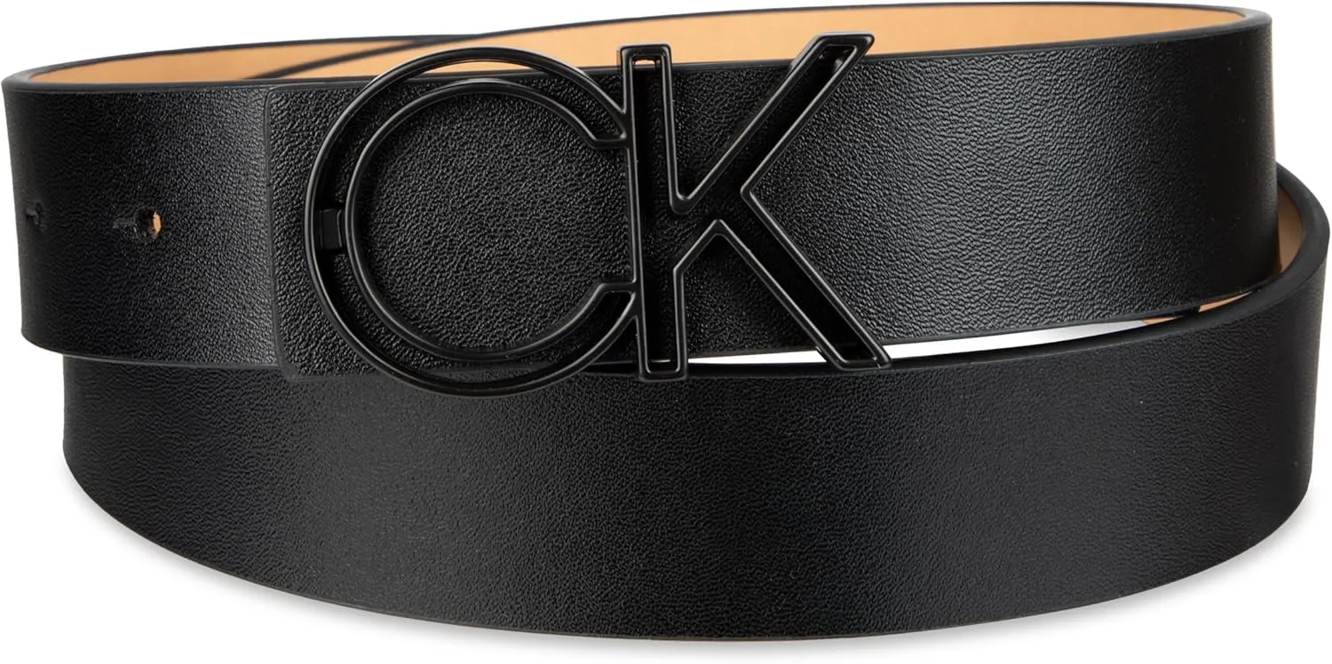 Calvin Klein Men's Casual CK Monogram Cut Out Buckle Belt