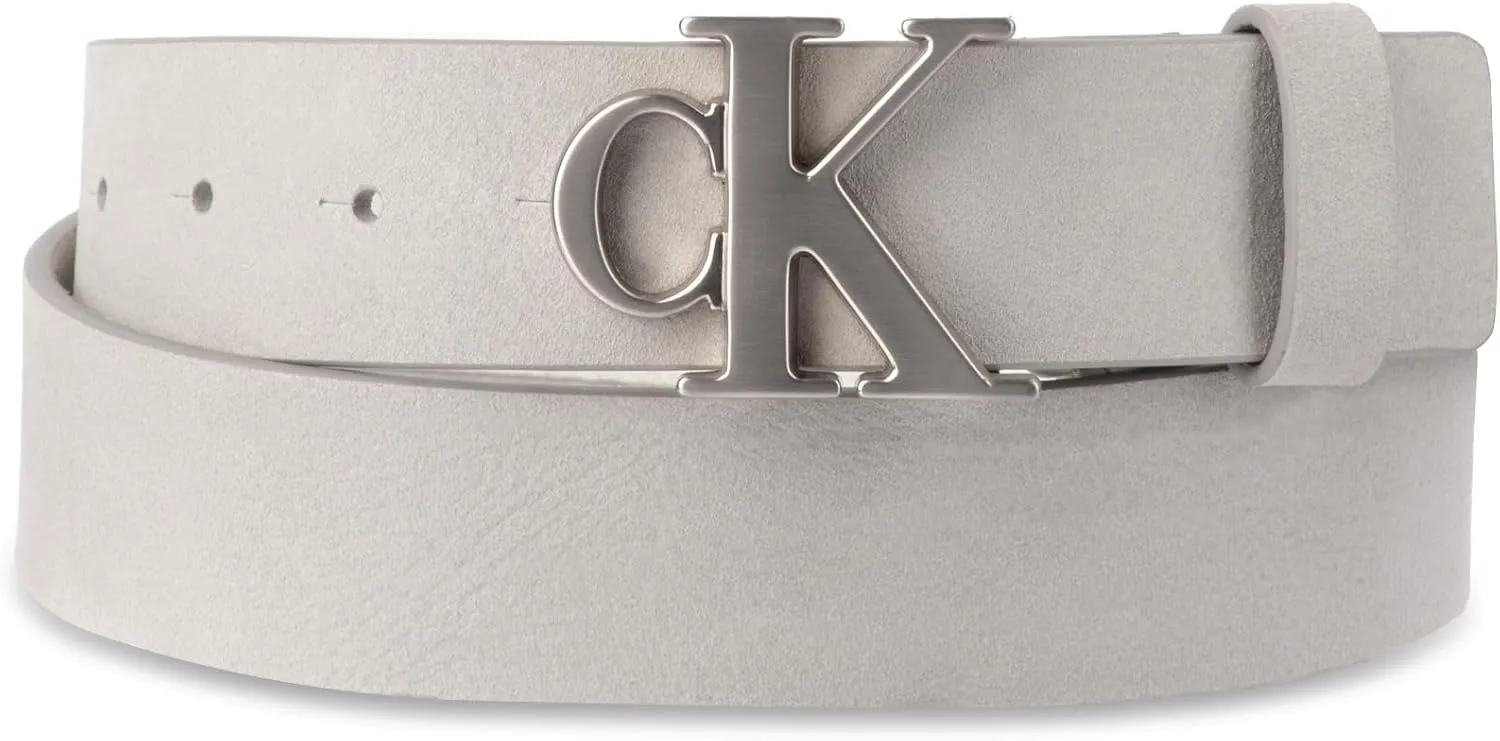 Calvin Klein Men's Casual CK Monogram Cut Out Buckle Belt