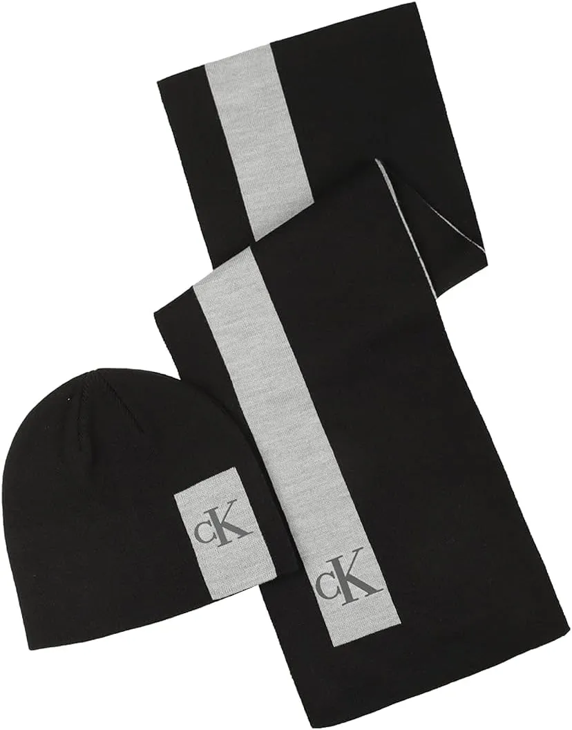 Calvin Klein mens Men's Cuff Hat and Scarf Gift Set