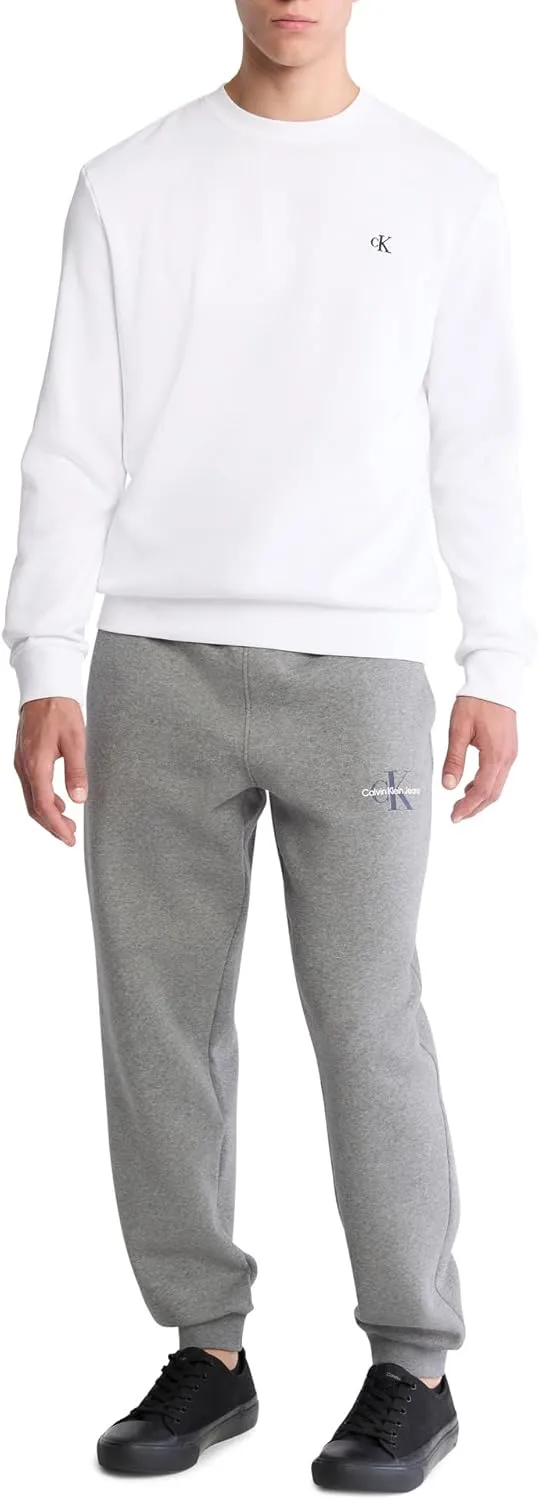 Calvin Klein Men's Relaxed Fit Monogram Logo Fleece Sweatshirt
