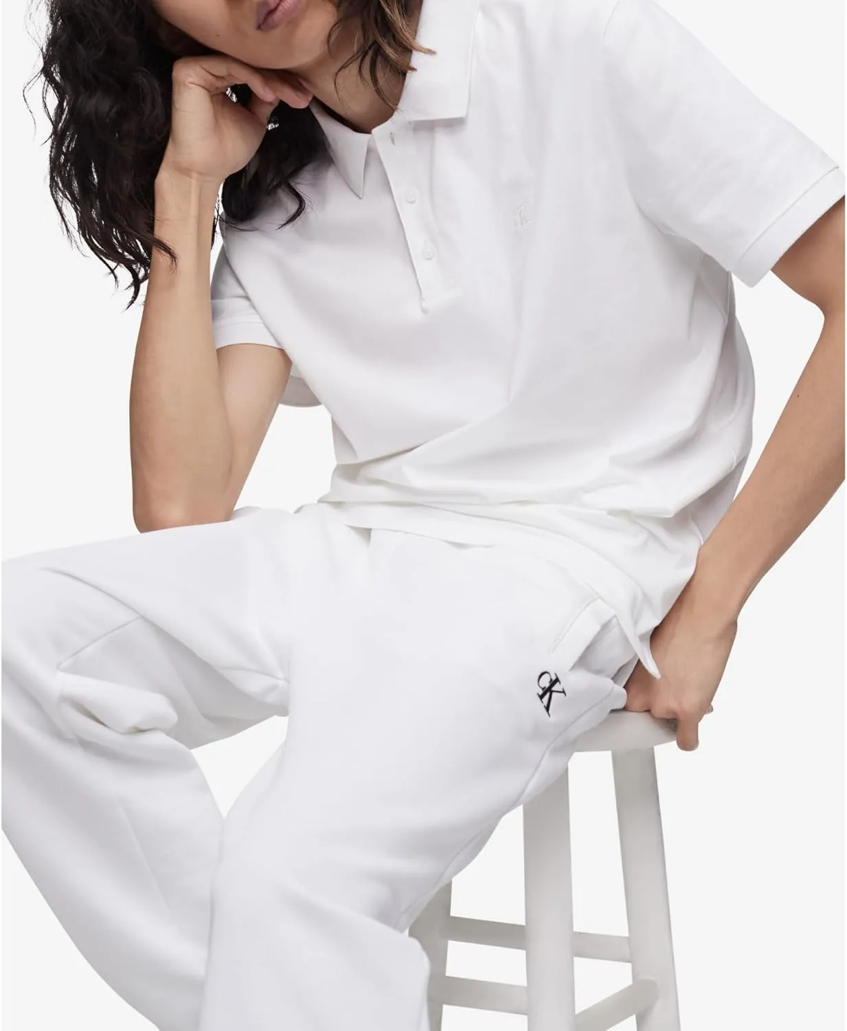 Calvin Klein Men's Smooth Cotton Monogram Logo Polo Shirt