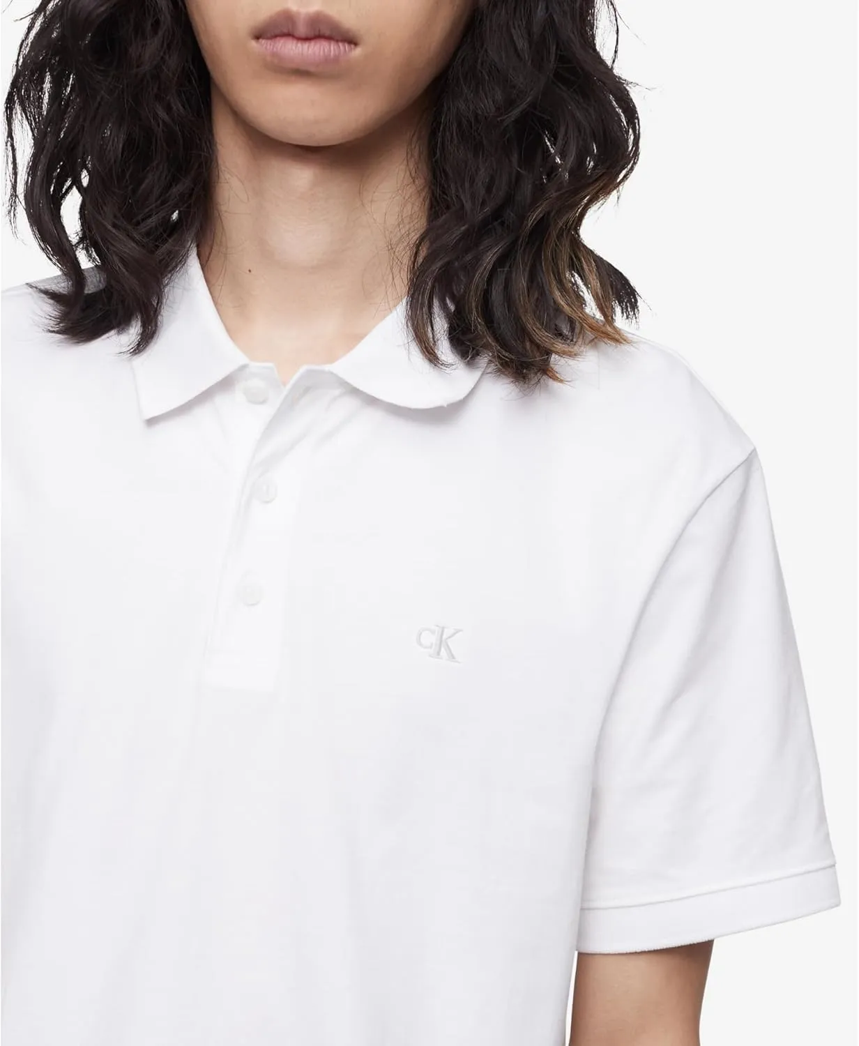 Calvin Klein Men's Smooth Cotton Monogram Logo Polo Shirt