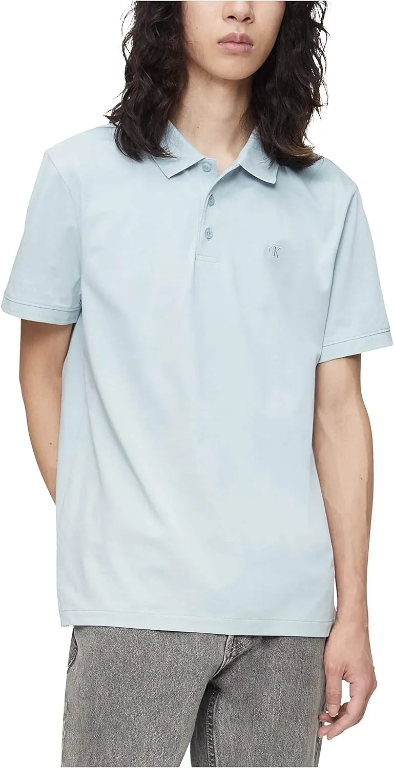 Calvin Klein Men's Smooth Cotton Monogram Logo Polo Shirt