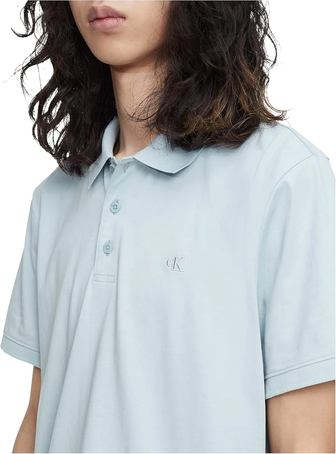 Calvin Klein Men's Smooth Cotton Monogram Logo Polo Shirt