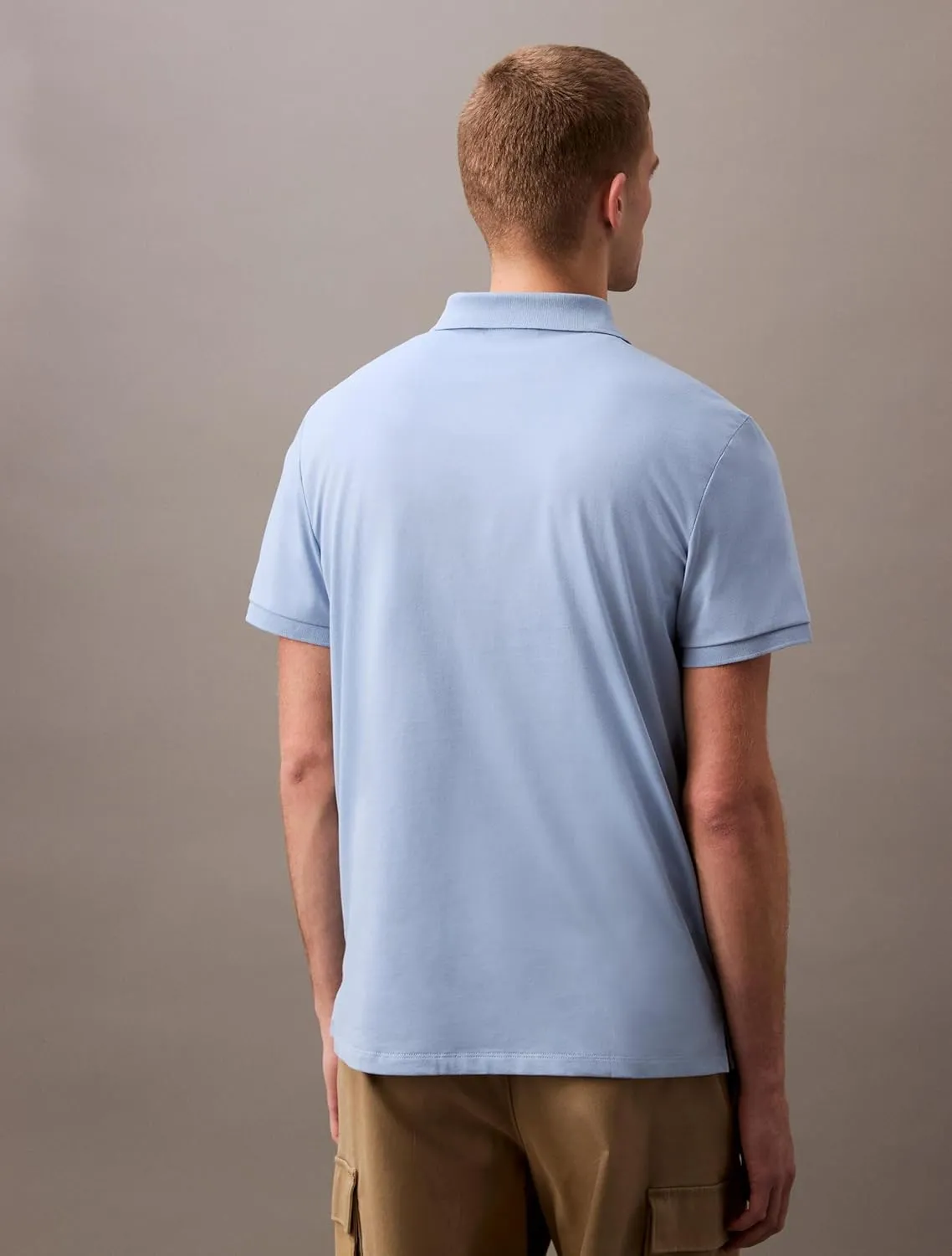 Calvin Klein Men's Smooth Cotton Monogram Logo Polo Shirt
