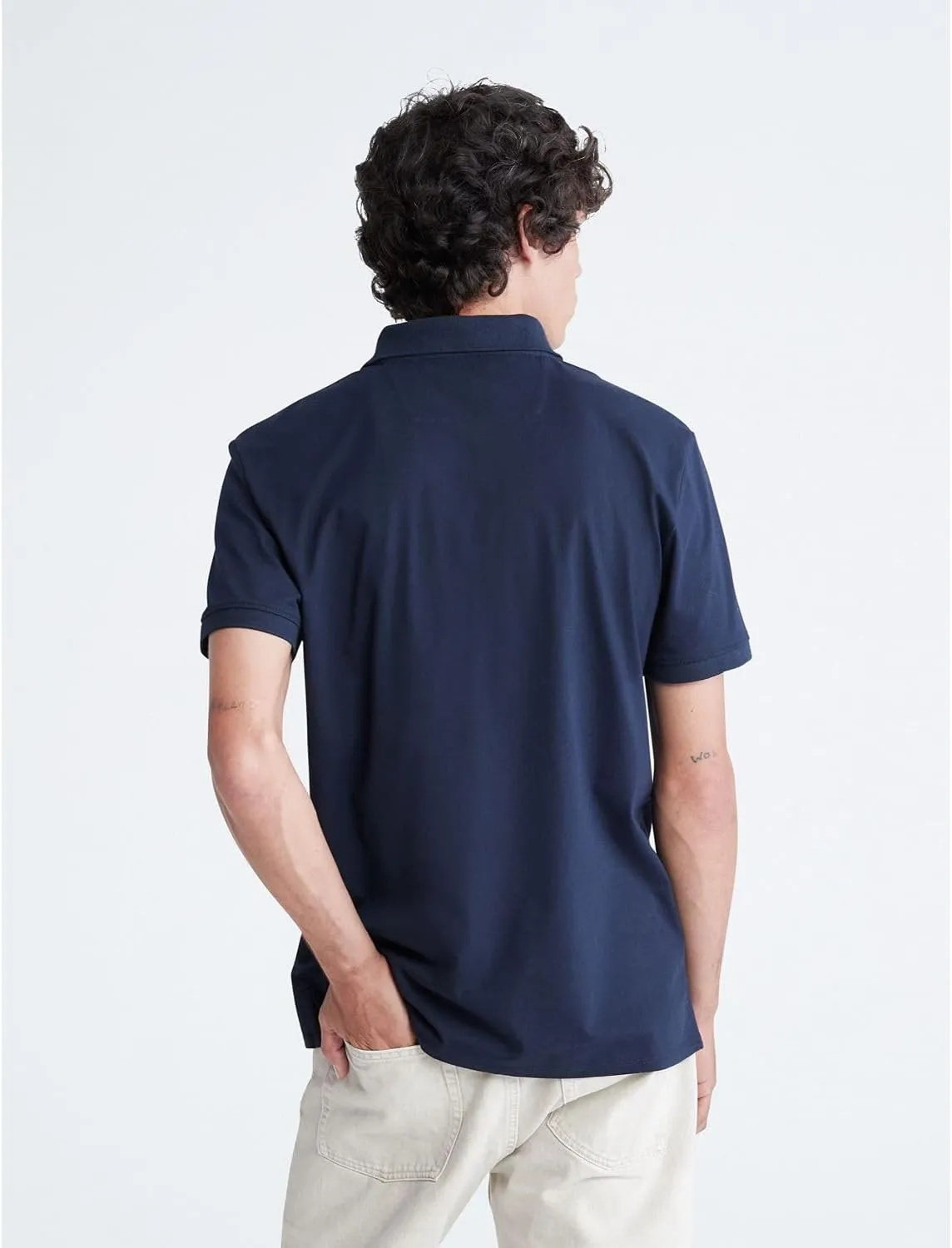 Calvin Klein Men's Smooth Cotton Monogram Logo Polo Shirt