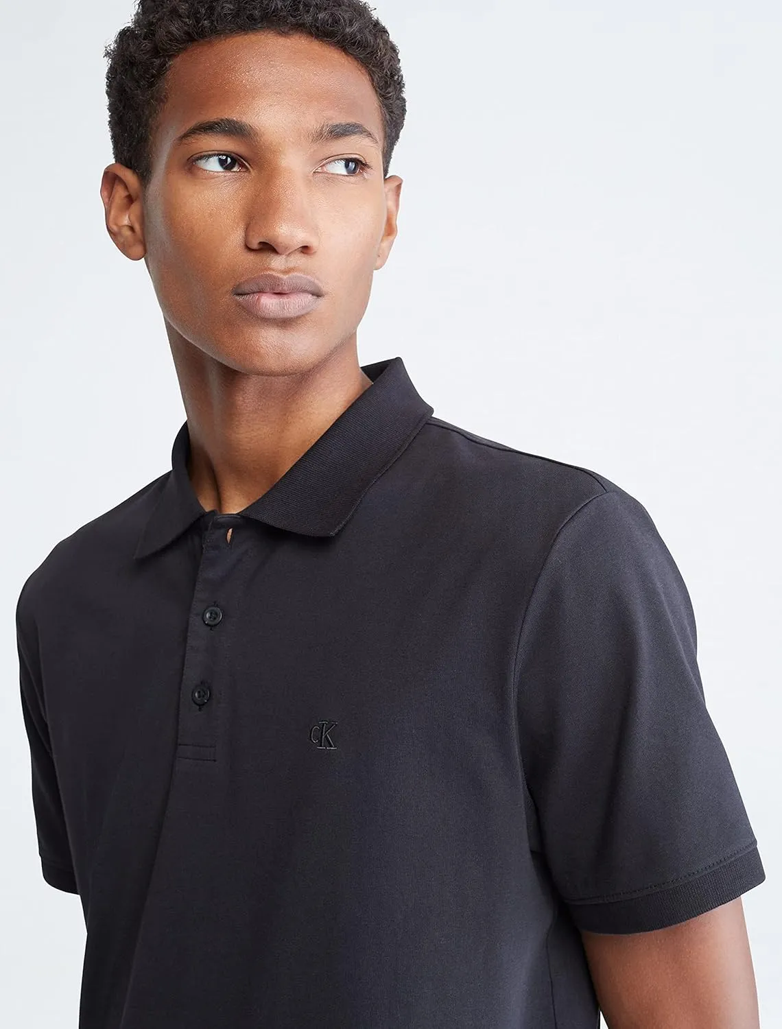Calvin Klein Men's Smooth Cotton Monogram Logo Polo Shirt