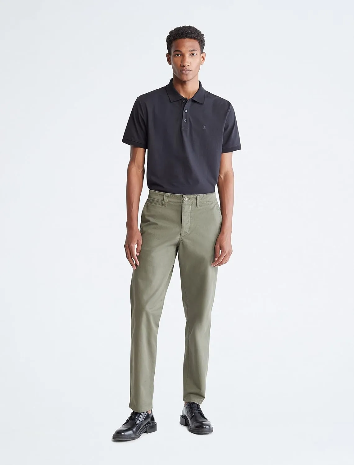 Calvin Klein Men's Smooth Cotton Monogram Logo Polo Shirt