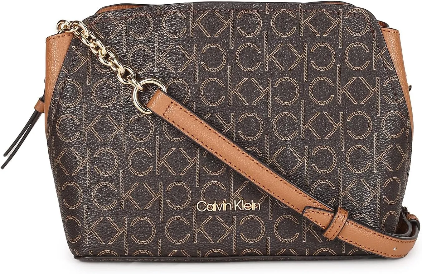 Calvin Klein Women's Hailey Signature Triple Compartment Chain Crossbody