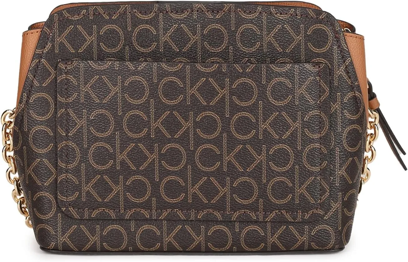 Calvin Klein Women's Hailey Signature Triple Compartment Chain Crossbody