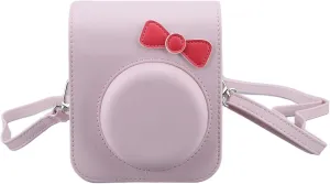 Camera Case for Mini 12, Cute Bow Tie PU Leather Protective Case for Mini 12 Instant Camera, Portable Camera Bag with Adjustable Shoulder Strap for Kids ()